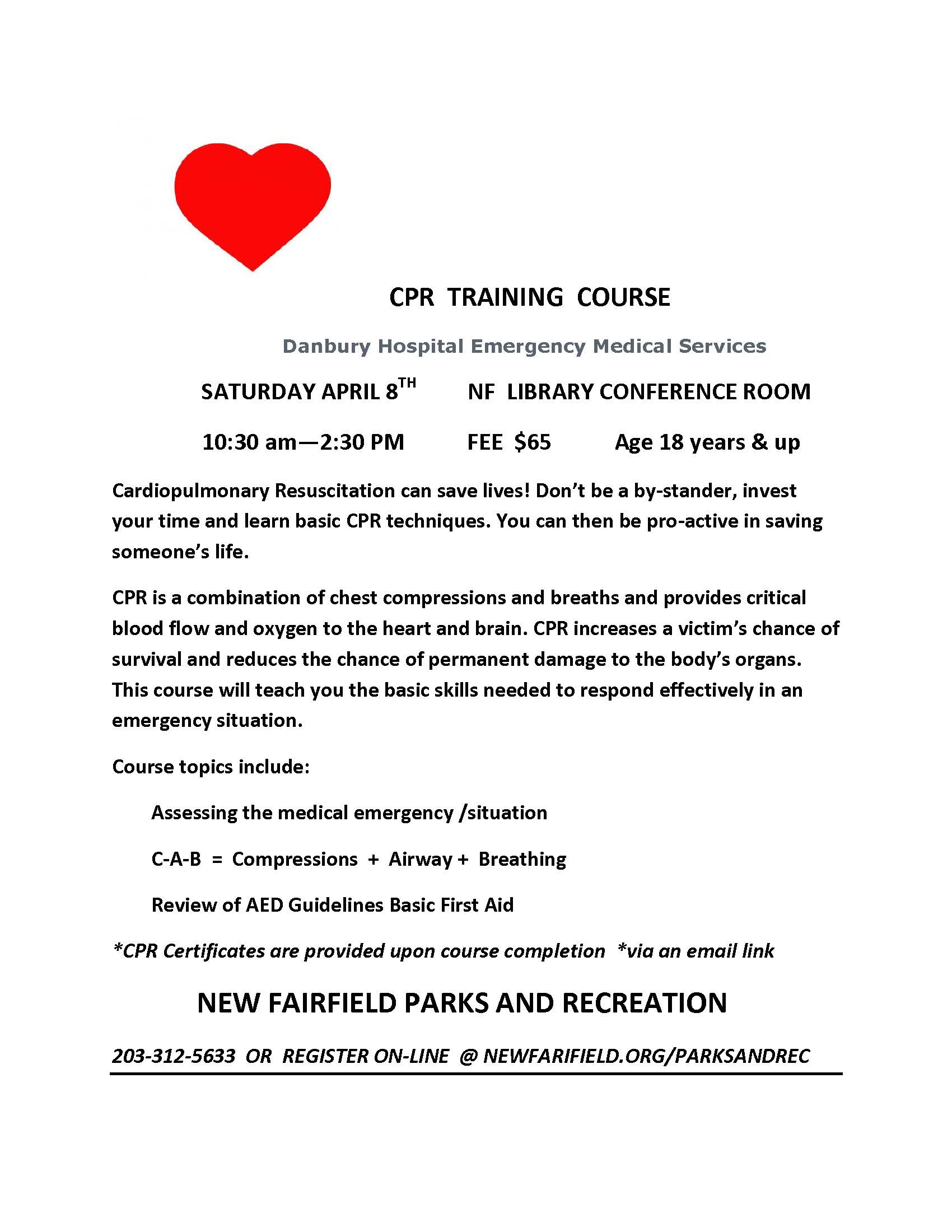 March 23 CPR TRAINING COURSE