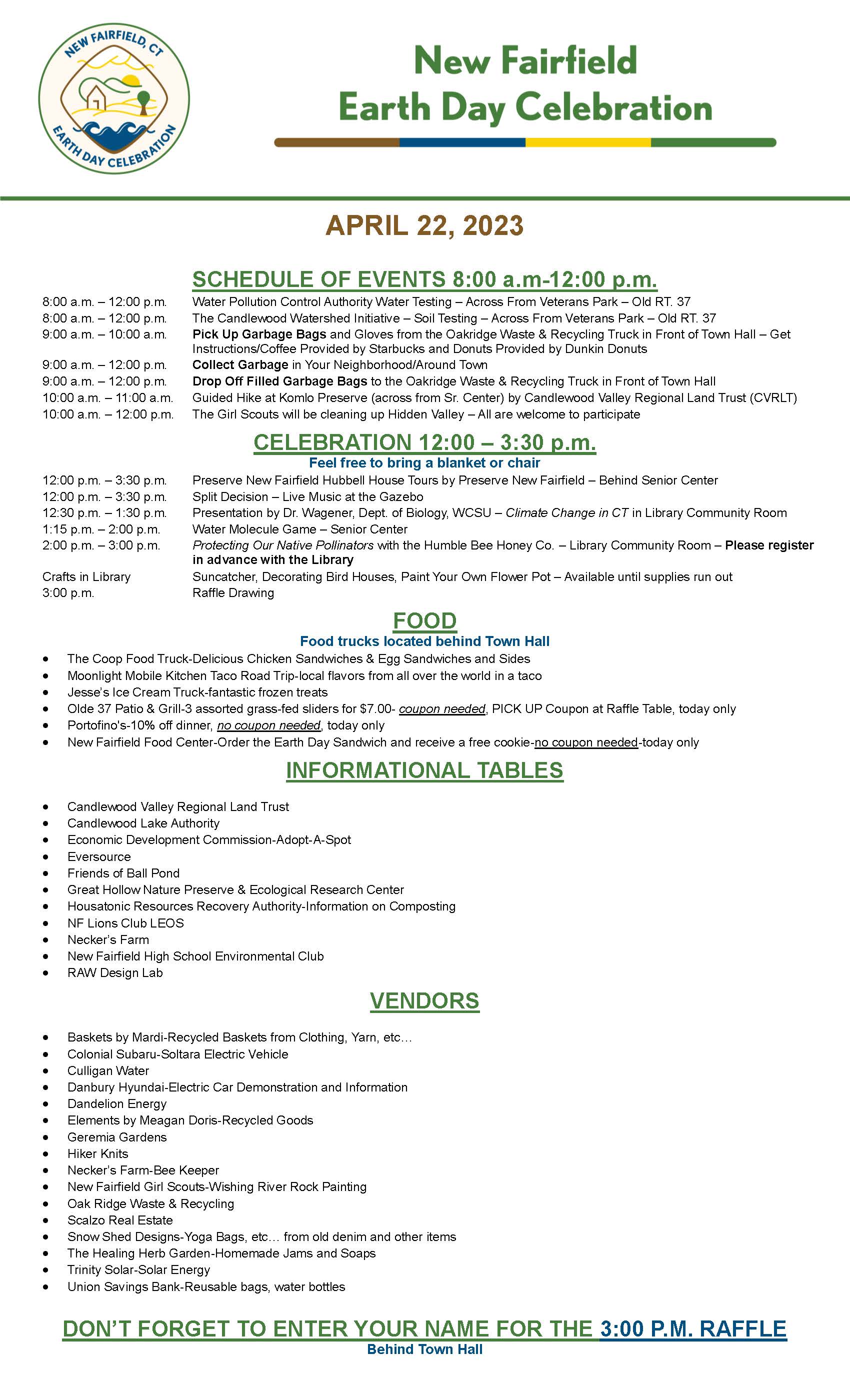 4-20-23 FINAL NEW FAIRFIELD EARTH DAY EVENT SCHEDULE