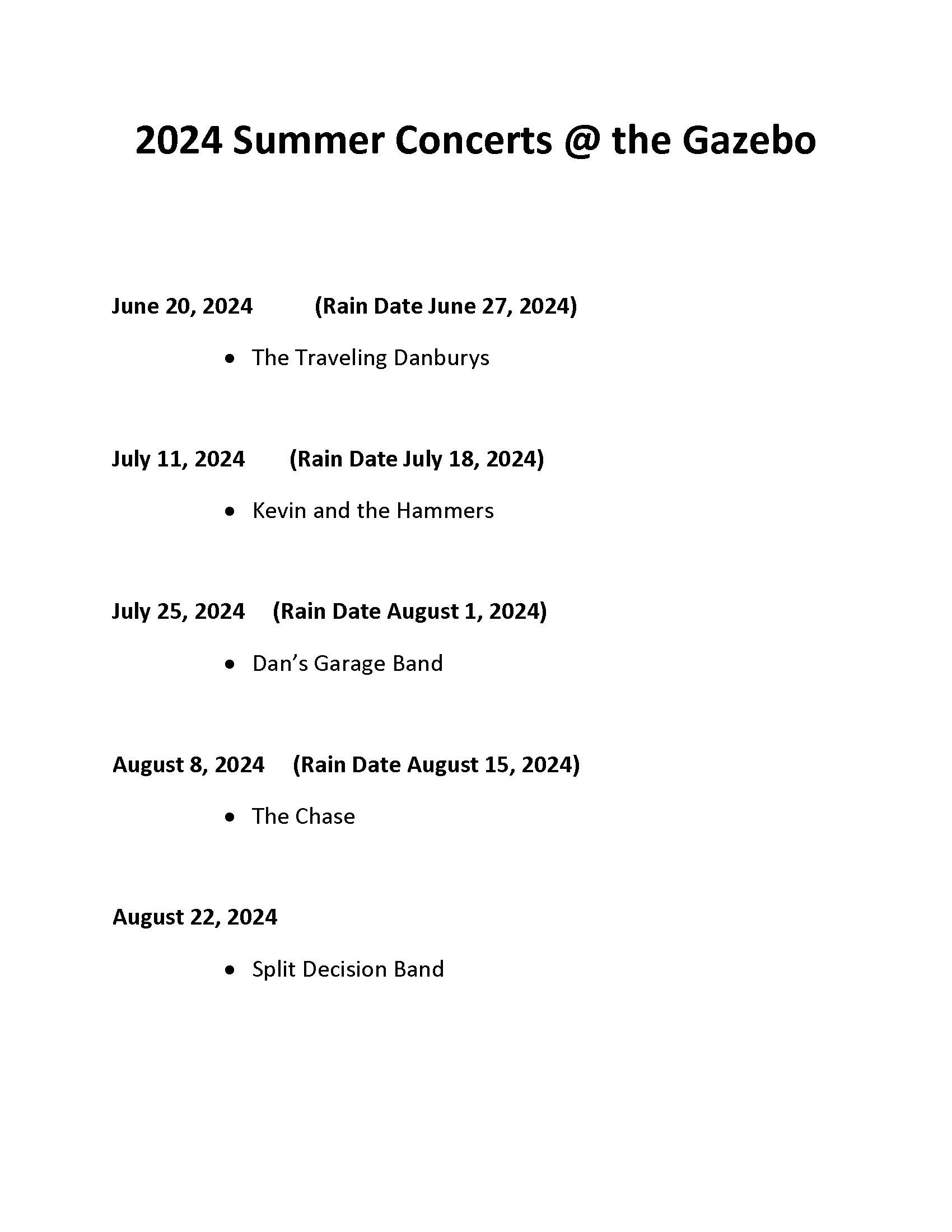 2024 Summer Concerts